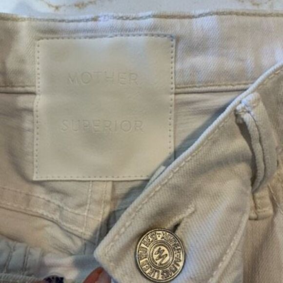 Mother Superior The Undercover Ankle Fray Jeans Sz 27 White Stretch - Picture 7 of 10